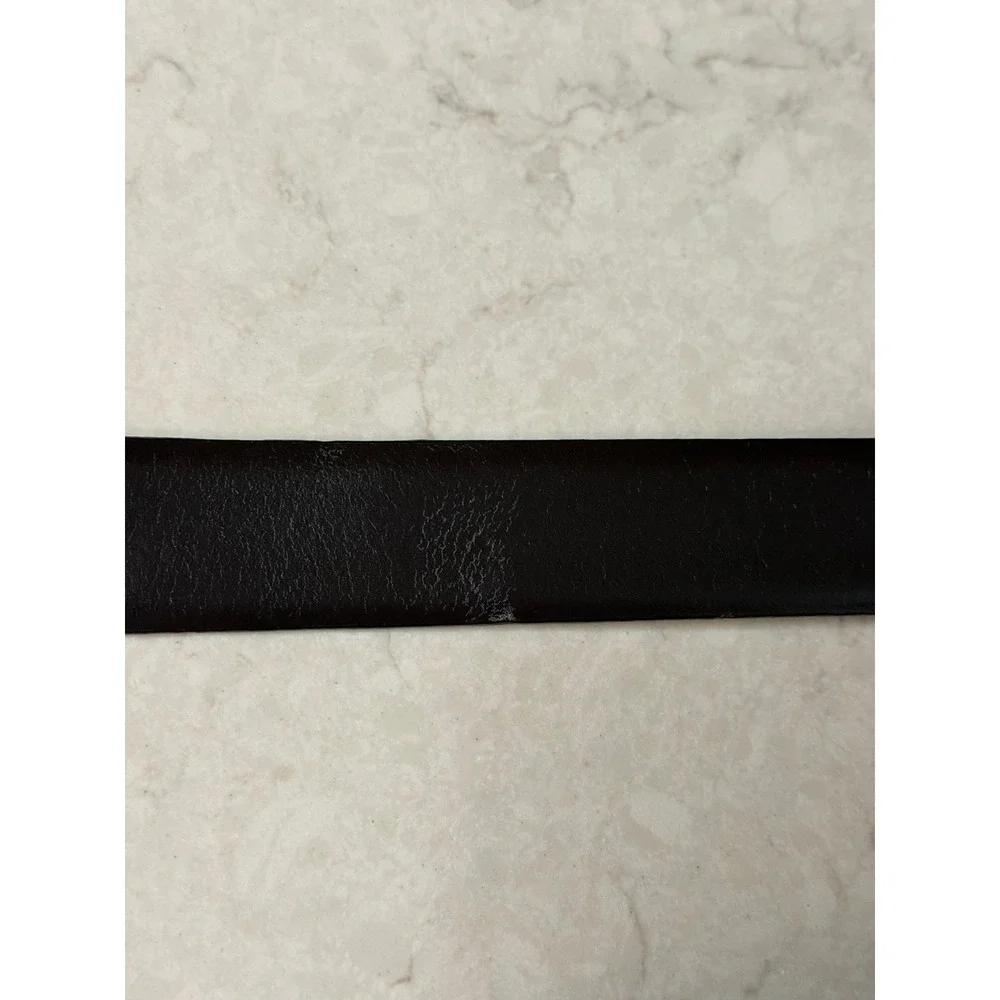 Ellen Tracy Dark Brown Genuine Leather Belt Gold Horseshoe Buckle Size S ET433